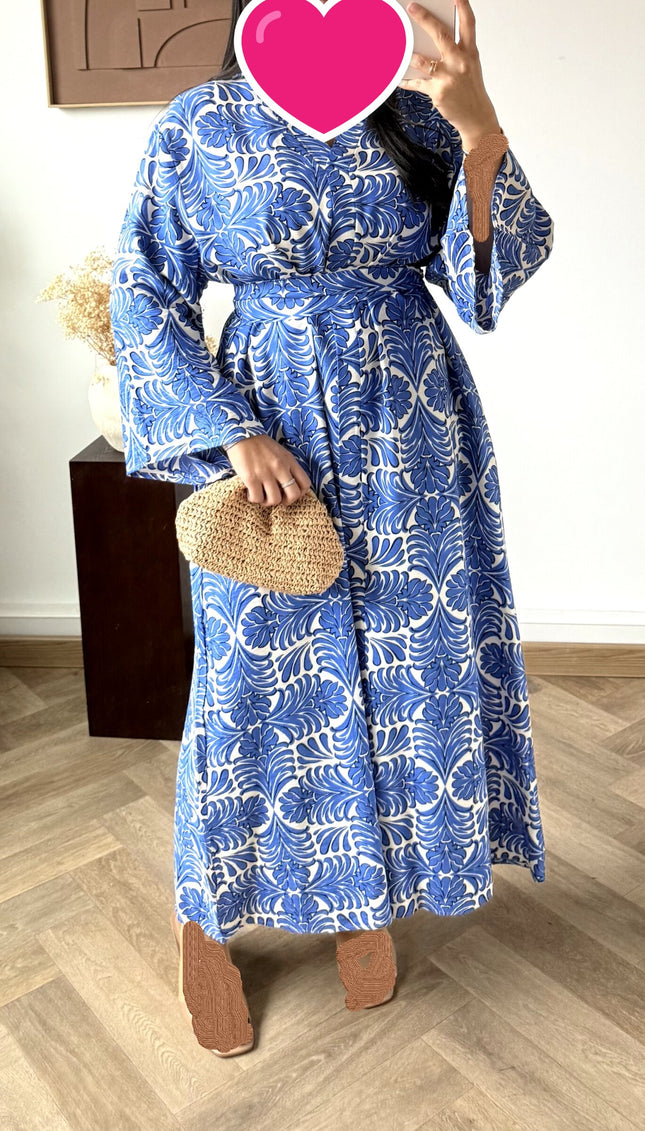 ROBE IMPRIMEE COLOREE BLEUE