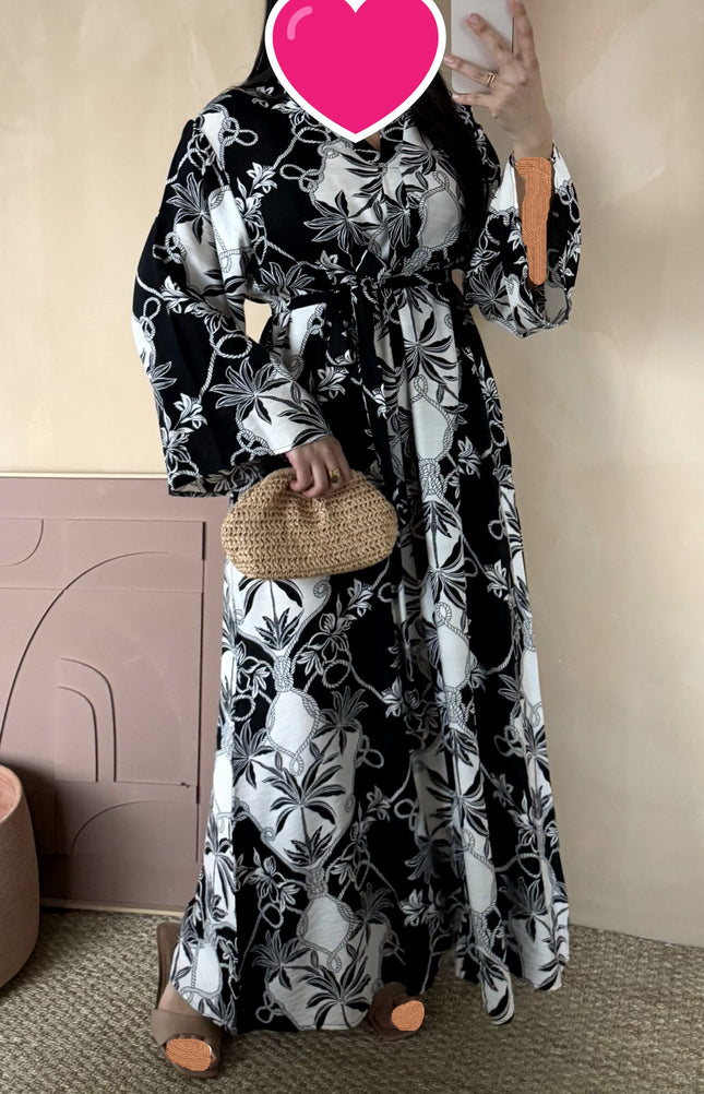 ROBE IMPRIMEE COLOREE NOIRE
