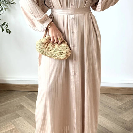 ROBE RAYURE (COULEUR TAUPE)